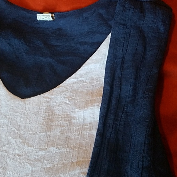 Silk Cotton Flowy Dress Navy White Small - Picture 4 of 8